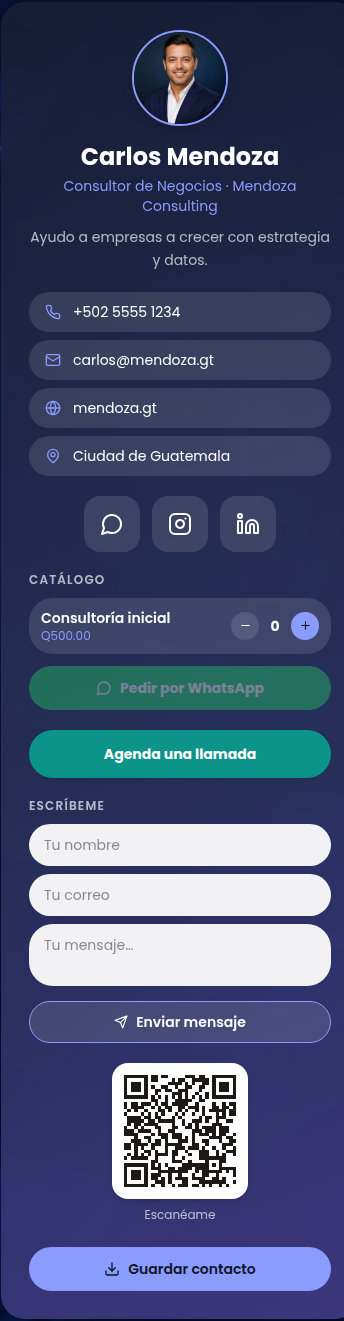 Tarjeta digital de consultor