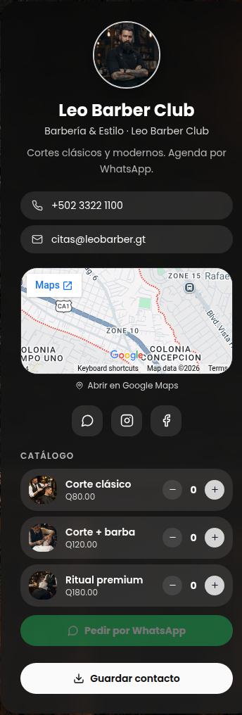 Tarjeta digital de barbería